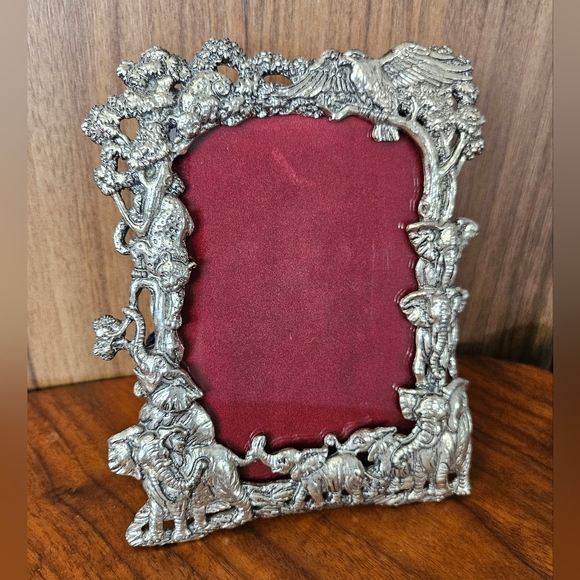 Vintage ARTHUR COURT 1995 Jungle Scene Elephants Leopards Bird Safari - Picture 1 of 16